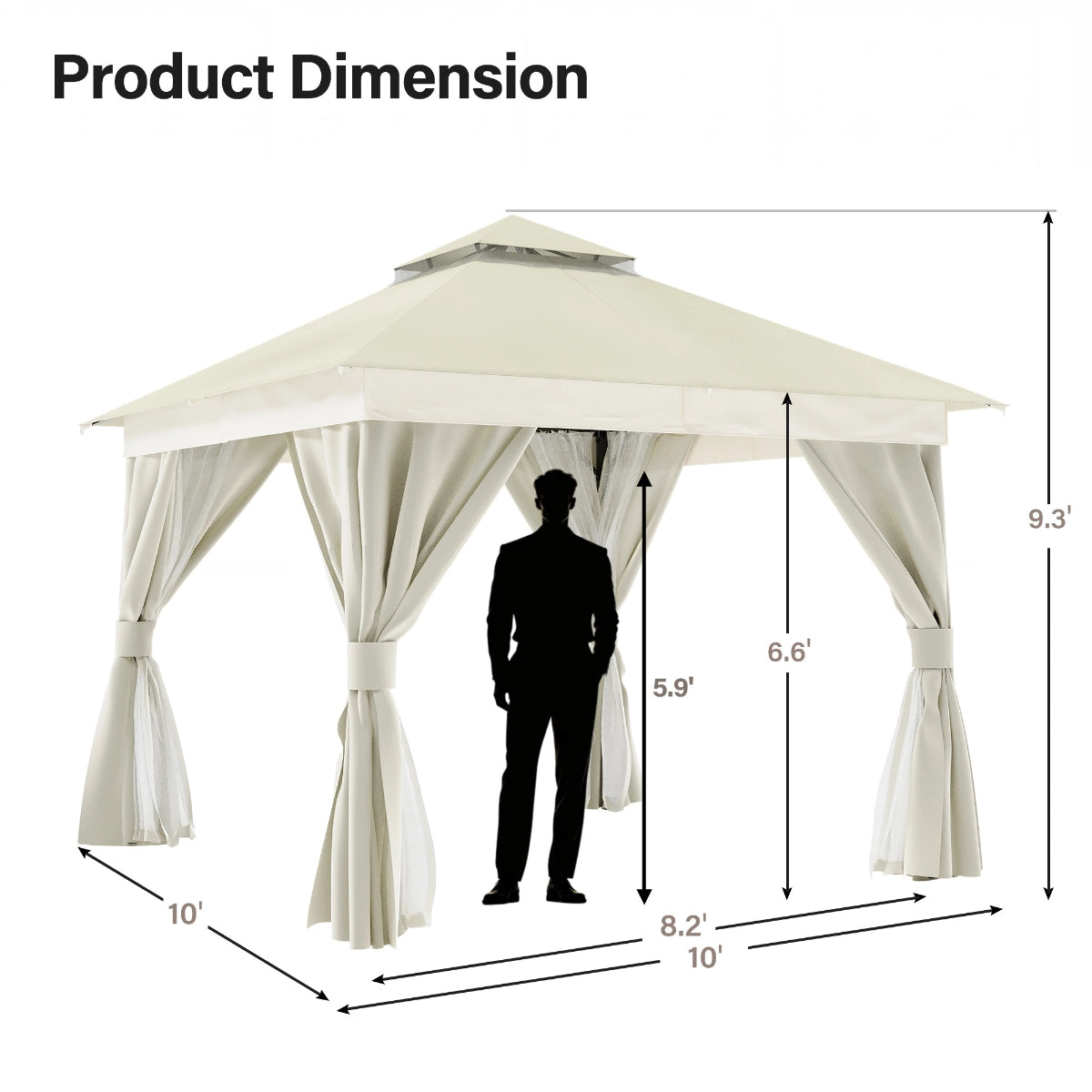 Navy blue 10 x 10 soft top patio gazebo