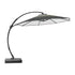 Gray curved cantilever umbrella with side-mounted support