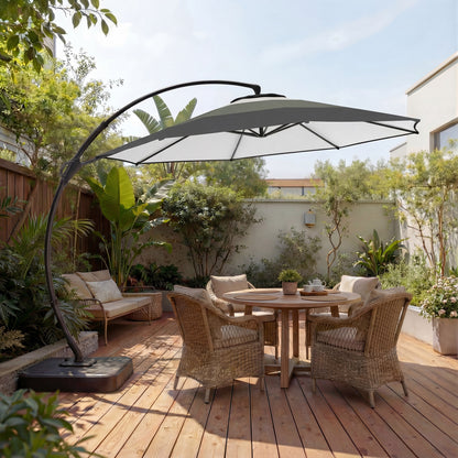 11 FT Gradient Curved Cantilever Patio Umbrella with Base