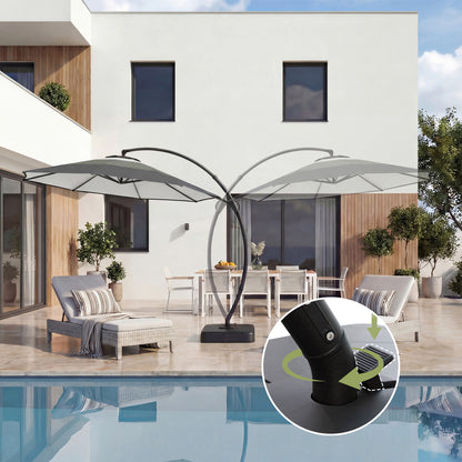 11 FT Gradient Curved Cantilever Patio Umbrella with Base