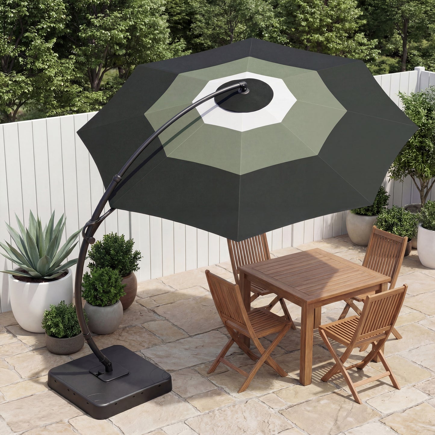 11 FT Gradient Curved Cantilever Patio Umbrella with Base