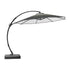 11 ft curved cantilever umbrella shown with base on a white background
