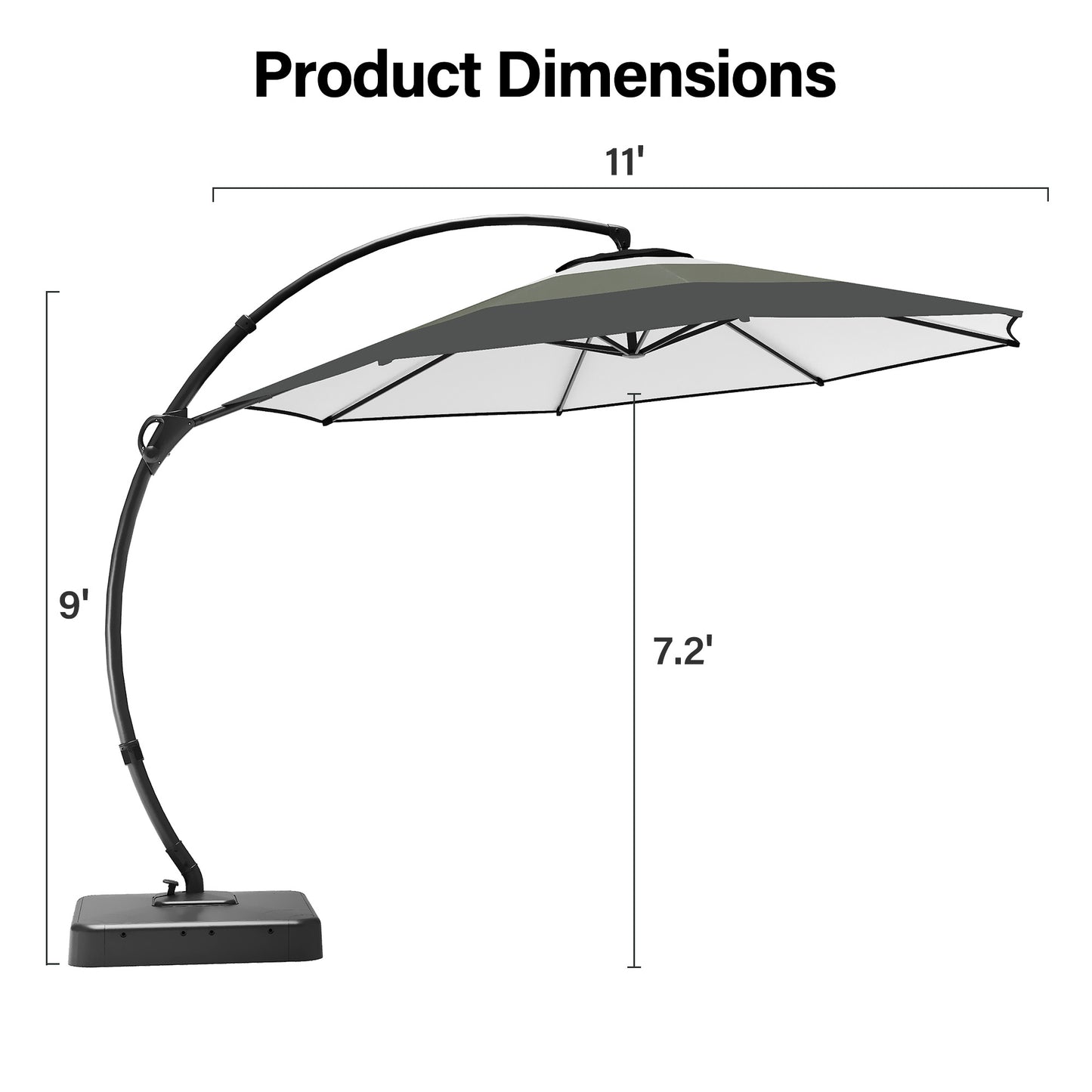 11 FT Gradient Curved Cantilever Patio Umbrella with Base