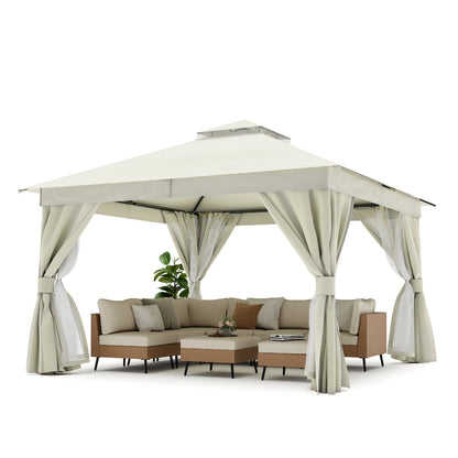 12' × 12' Soft-Top Gazebo with Curtains & Mosquito Netting