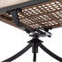 Underside of swivel patio dining chair showing rotating pedestal mechanism