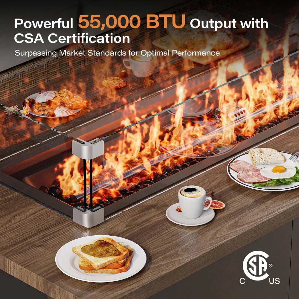 55,000 BTU propane fire pit table with CSA certified burner