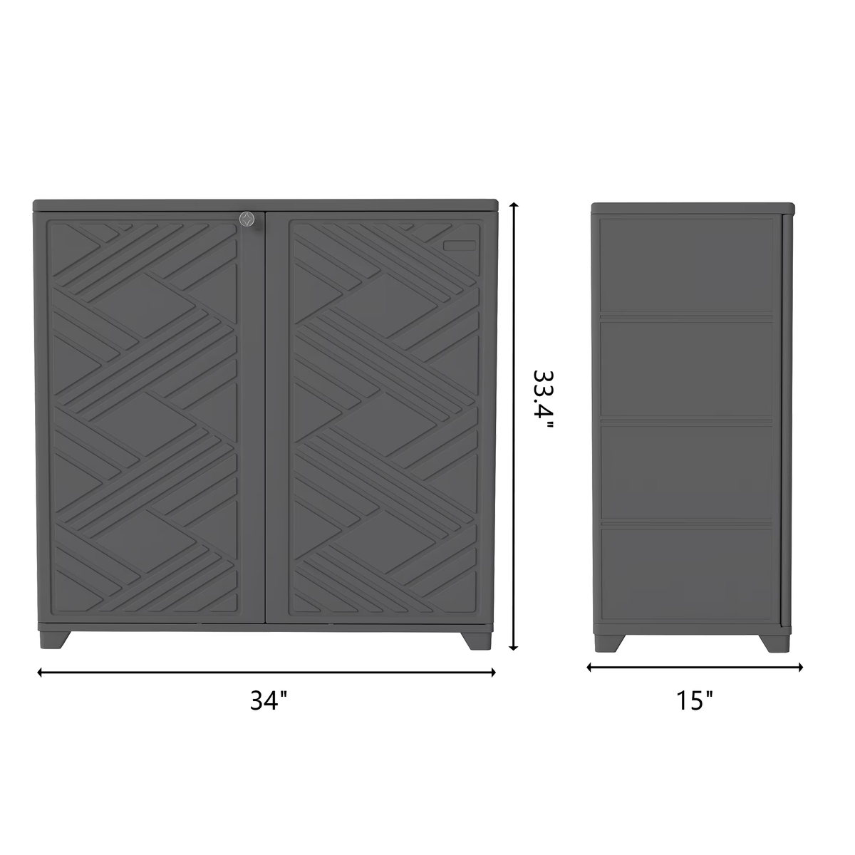 Yardgrace 34" Corner Outdoor Storage Cabinet, Weatherproof Resin Diamond Shed for Small Spaces, Black Or White