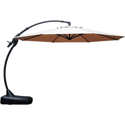 Deluxe Curved Cantilever Patio Umbrella with Removable Canopy