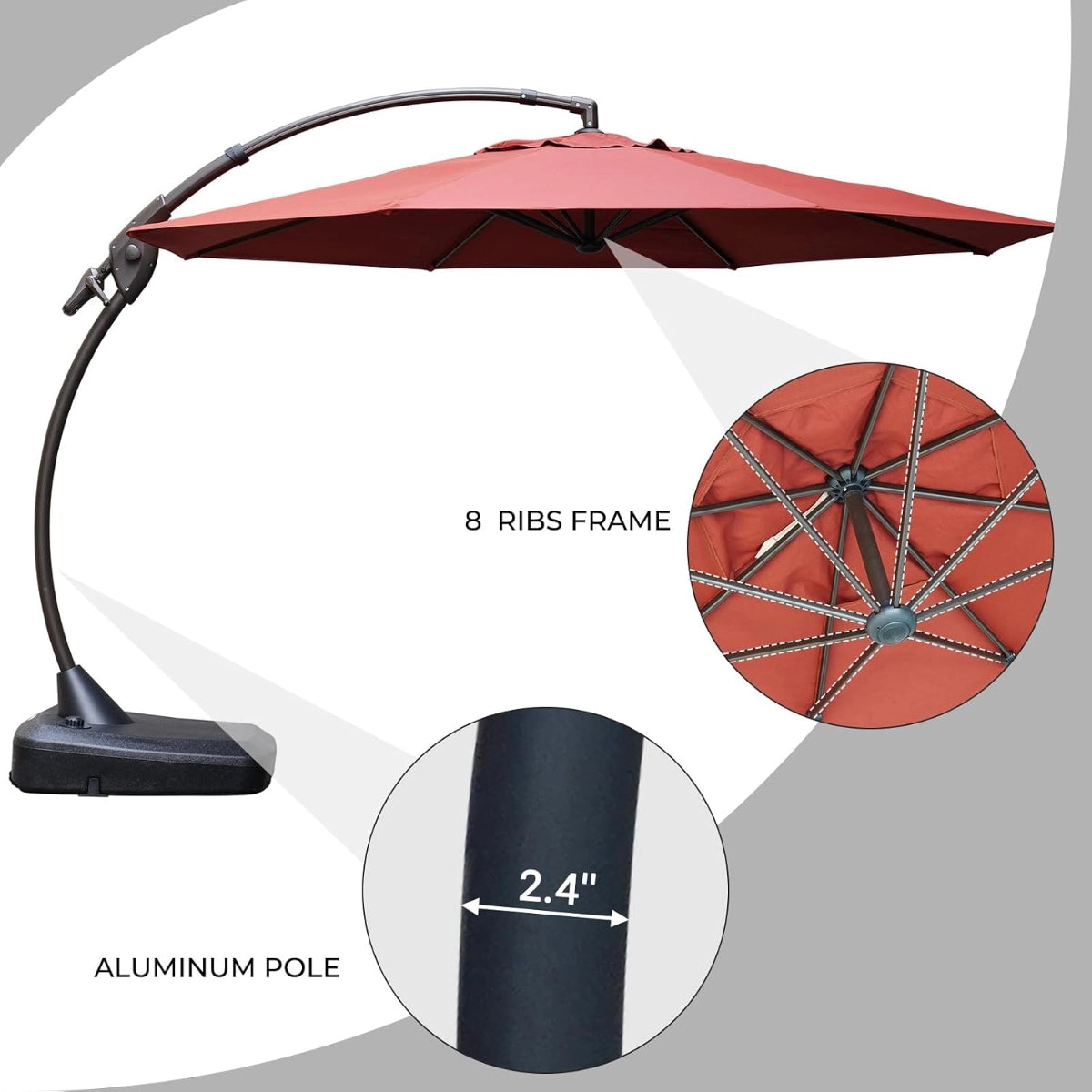 Deluxe Curved Cantilever Patio Umbrella with Removable Canopy