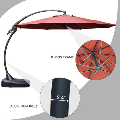 Deluxe Curved Cantilever Patio Umbrella with Removable Canopy