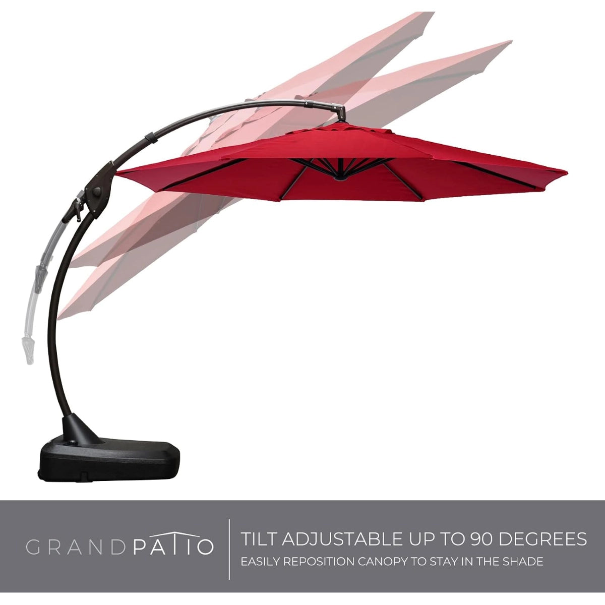 Deluxe Curved Cantilever Patio Umbrella with Removable Canopy