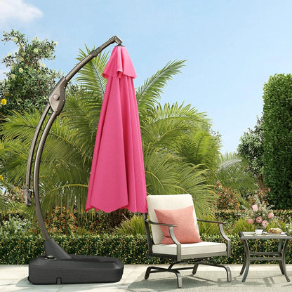 Deluxe Curved Cantilever Patio Umbrella with Removable Canopy