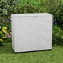 Yardgrace 34" Corner Outdoor Storage Cabinet, Weatherproof Resin Diamond Shed for Small Spaces, Black Or White