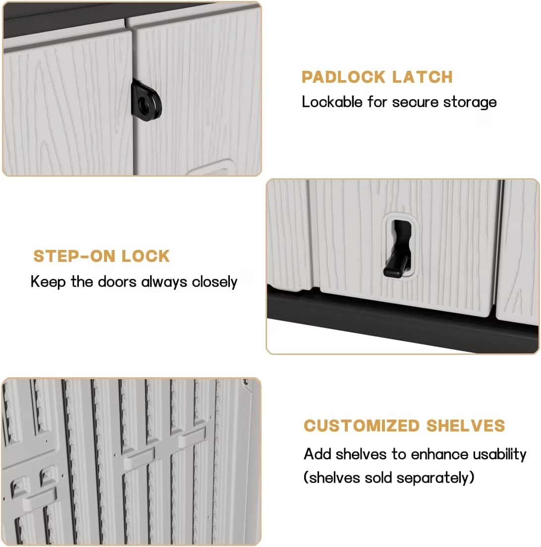 Yardgrace 34" Corner Outdoor Storage Cabinet, Weatherproof Resin Diamond Shed for Small Spaces, Black Or White