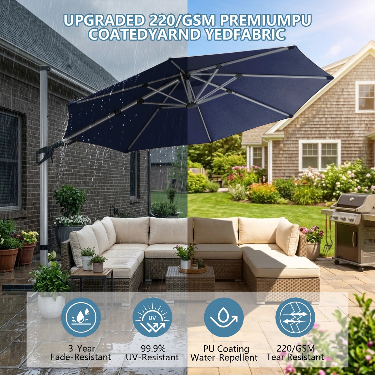 Elegant Roman-Style Patio Umbrella for Outdoor Shade