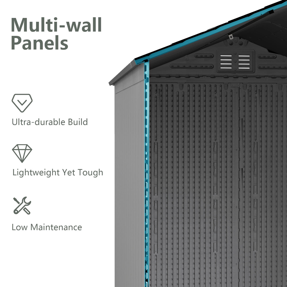 Multi-wall HDPE storage shed panel construction detail