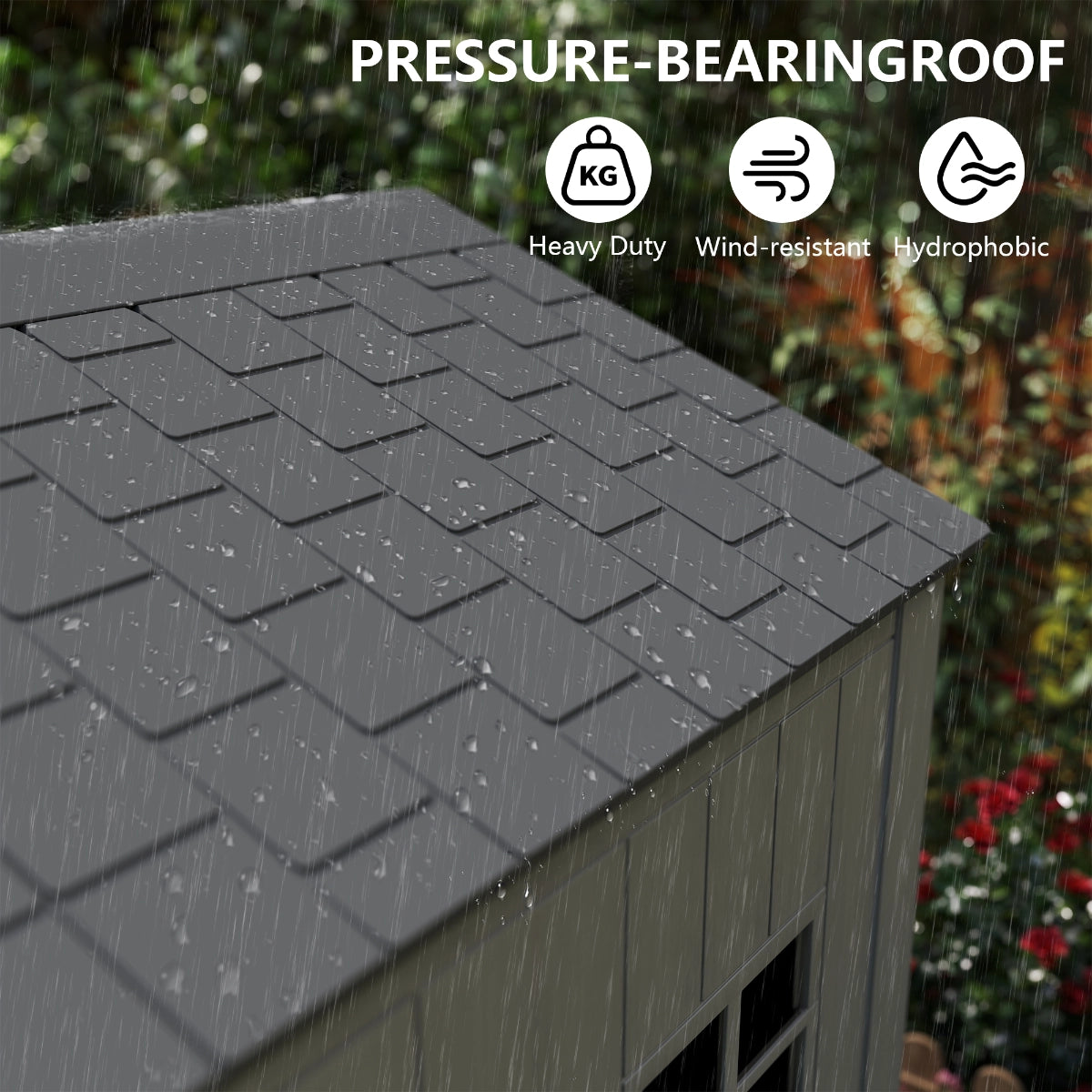 Pressure-bearing gable roof surface on outdoor storage shed