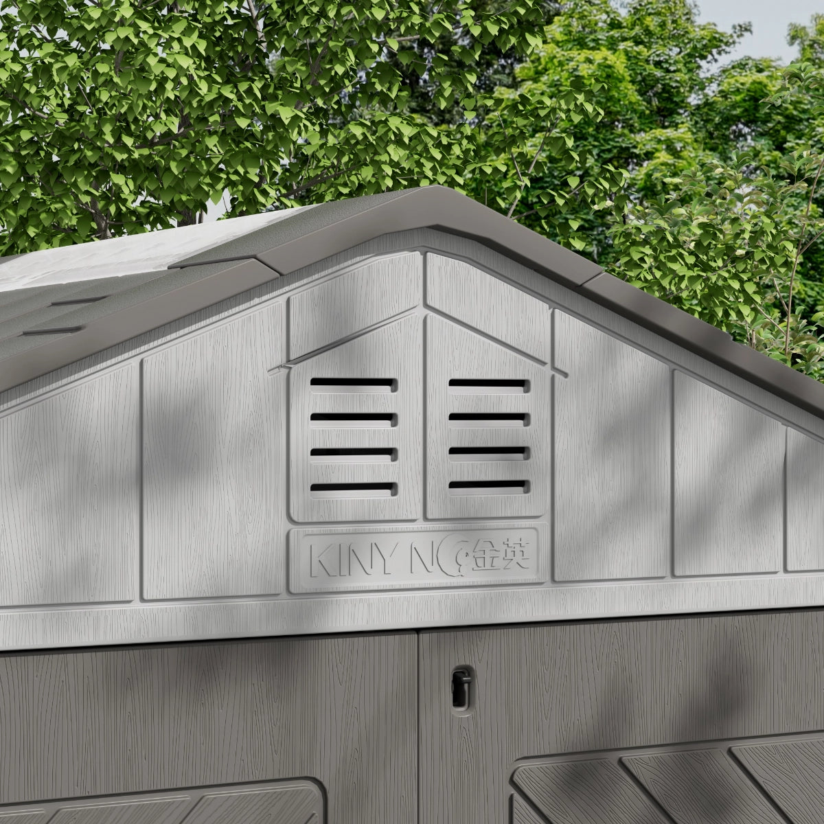 Built-in ventilation detail beneath the gable roof