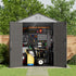 HDPE gable roof shed installed in a landscaped backyard
