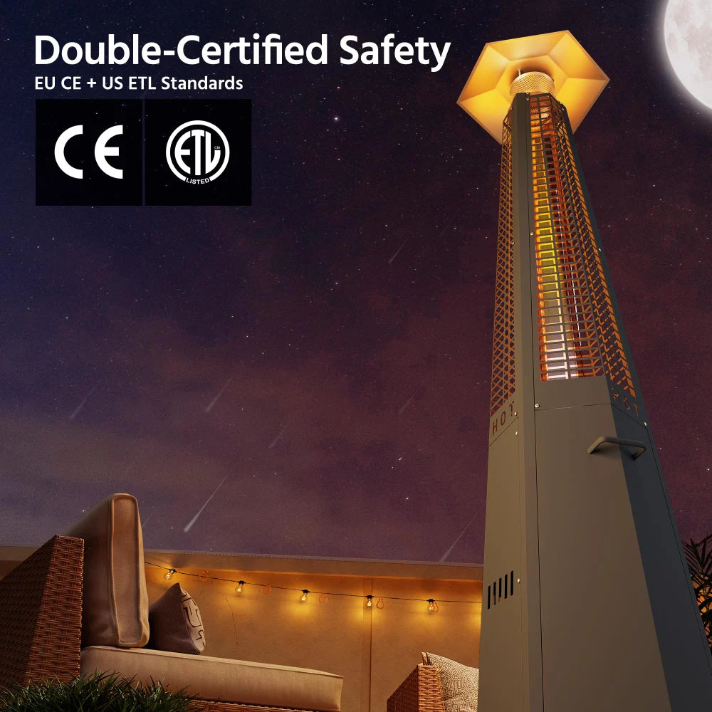 Outdoor tower patio heater with CE and ETL safety certification