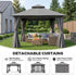 Grey 12x12 patio gazebo with detachable privacy curtains