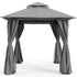 Gray 8x8 soft top patio gazebo with curtains