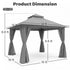 Grey 12x12 patio gazebo product dimensions