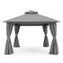 Grey 12x12 soft top patio gazebo with curtains