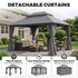Grey 13x10 patio gazebo with detachable privacy curtains