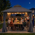 Grey 10x10 patio gazebo for outdoor evening gatherings