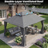Grey 13x10 gazebo with double-layer ventilated soft top roof