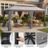 Gray soft top gazebo with reinforced frame and curtain details