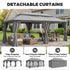Gray patio gazebo with detachable privacy curtains