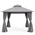 Grey 10x10 soft top patio gazebo with curtains