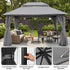 Grey soft top gazebo with reinforced frame and curtain details