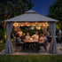 Grey 12x12 patio gazebo for outdoor evening gatherings