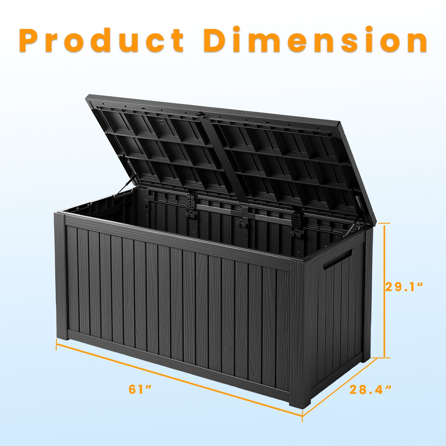 180 Gallon Outdoor Storage Box, Resin Deck Box, Waterproof , Lockable, UV-Resistant, Black