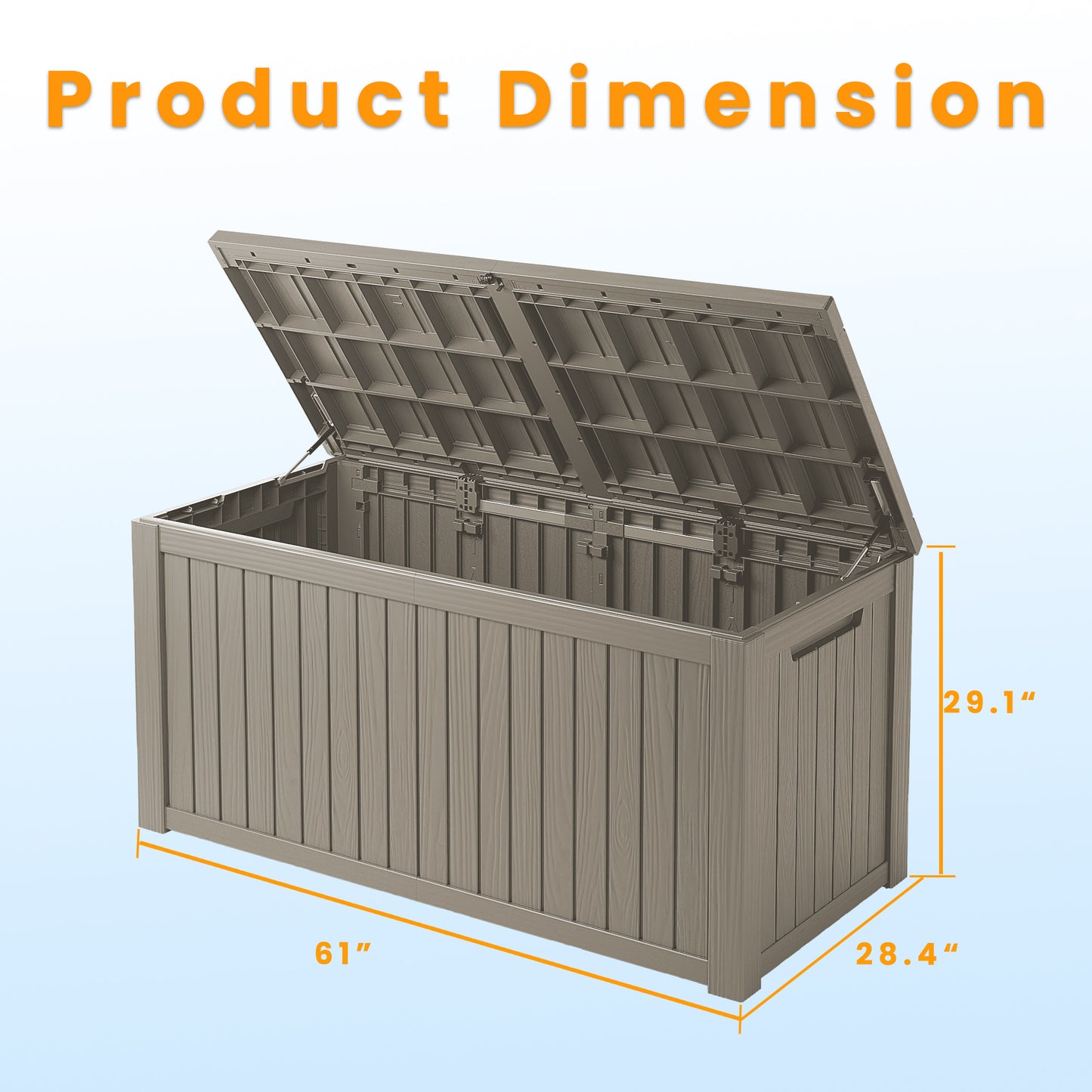 180 Gallon Outdoor Storage Box, Resin Deck Box, Waterproof , Lockable, UV-Resistant, Coffee