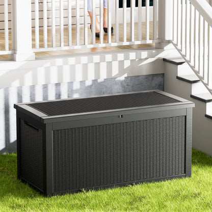 260 Gallon Outdoor Storage Box, Resin Deck Box, Waterproof , Lockable, UV-Resistant, Black