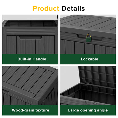 45 Gallon Outdoor Storage Box, Resin Deck Box, Waterproof , Lockable, UV-Resistant, Black