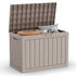 Open resin deck box with storage space for patio essentials