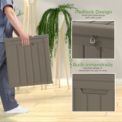 50 Gallon Outdoor Storage Box, Resin Deck Box, Waterproof , Lockable, UV-Resistant, Coffee