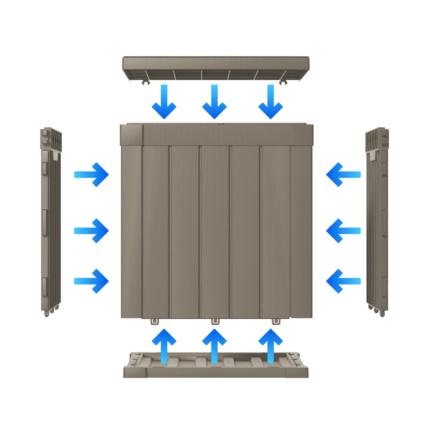 50 Gallon Outdoor Storage Box, Resin Deck Box, Waterproof , Lockable, UV-Resistant, Coffee