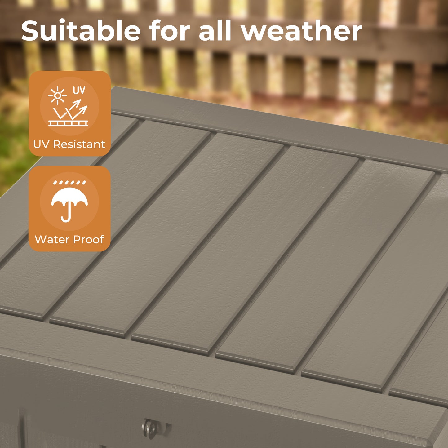50 Gallon Outdoor Storage Box, Resin Deck Box, Waterproof , Lockable, UV-Resistant, Coffee