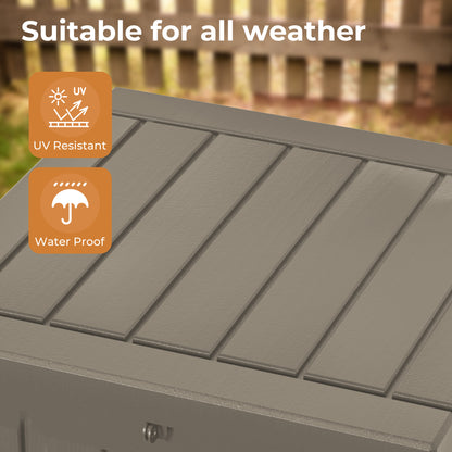 50 Gallon Outdoor Storage Box, Resin Deck Box, Waterproof , Lockable, UV-Resistant, Coffee