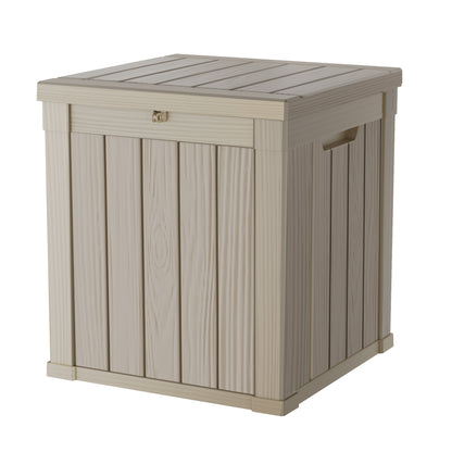 50 Gallon Outdoor Storage Box, Resin Deck Box, Waterproof , Lockable, UV-Resistant, Coffee