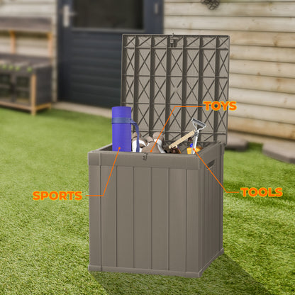 50 Gallon Outdoor Storage Box, Resin Deck Box, Waterproof , Lockable, UV-Resistant, Coffee