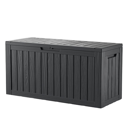 80 Gallon Outdoor Storage Box, Resin Deck Box, Waterproof , Lockable, UV-Resistant, Coffee