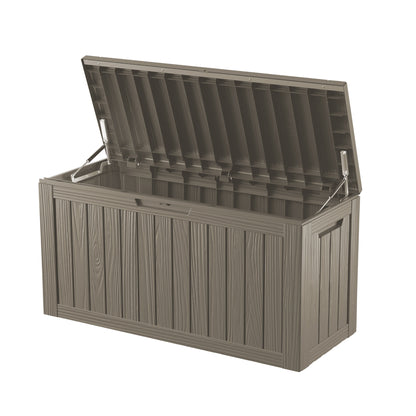 80 Gallon Outdoor Storage Box, Resin Deck Box, Waterproof , Lockable, UV-Resistant, Coffee