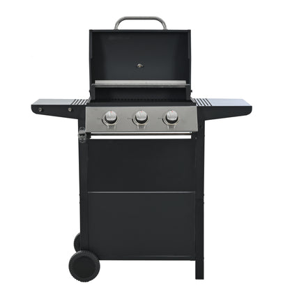 Propane Gas Grill with 3 Stainless Steel Burners 26,000 BTUs Black